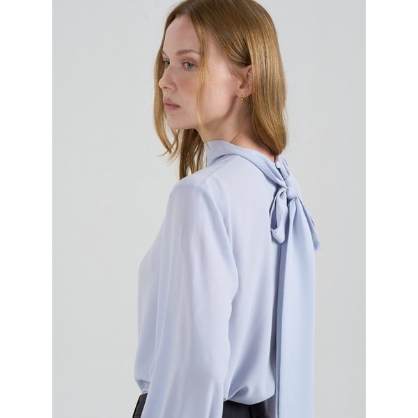 [Drama Signature] High-neck Tie Silky Blouse_5color