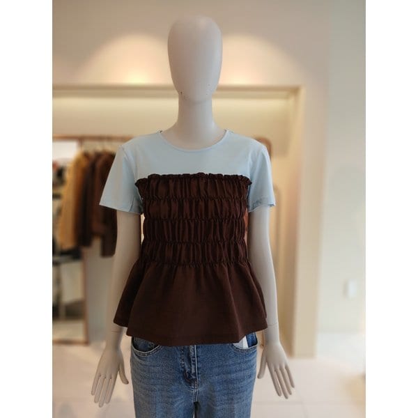 [여주점] 씨씨콜렉트 컬러블록스모킹티셔츠  E262psm137