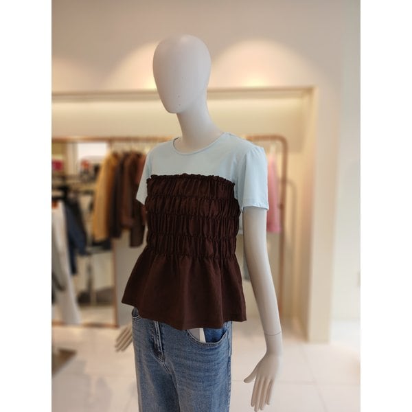 [여주점] 씨씨콜렉트 컬러블록스모킹티셔츠  E262psm137