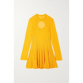지방시 Cutout Pleated Knitted Mini Dress 옐로