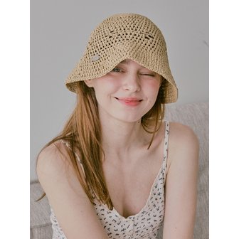 슬로우슬로울리 No.54 / Lily Bucket Hat (릴리 라피아 밀짚모자 버킷햇 크로쉐 니트모자)