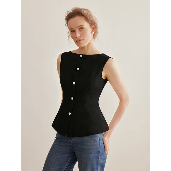 YY_Pearl buckle commute vest_2color