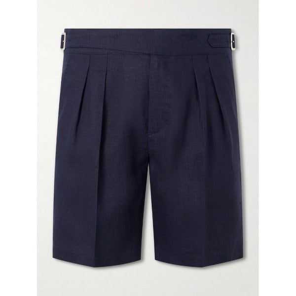 미스터 피 스트레이트 레그 플리츠 리넨 버뮤다 쇼츠 46376663163002767