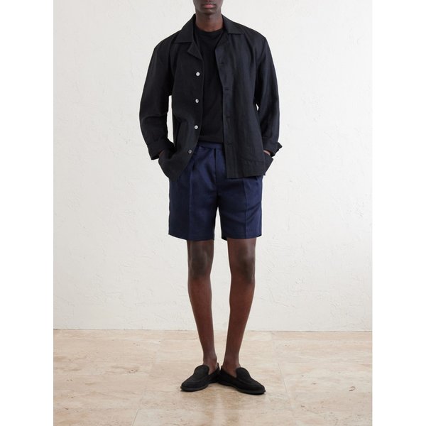 미스터 피 스트레이트 레그 플리츠 리넨 버뮤다 쇼츠 46376663163002767