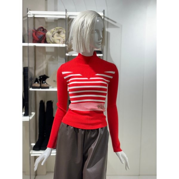 [파주점] 스트라이프 반폴라 골지  니트(ER4KL567)