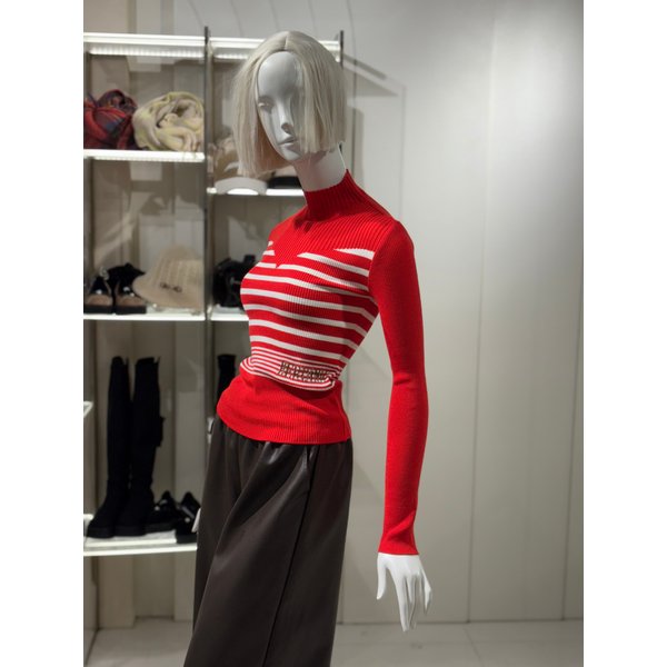 [파주점] 스트라이프 반폴라 골지  니트(ER4KL567)