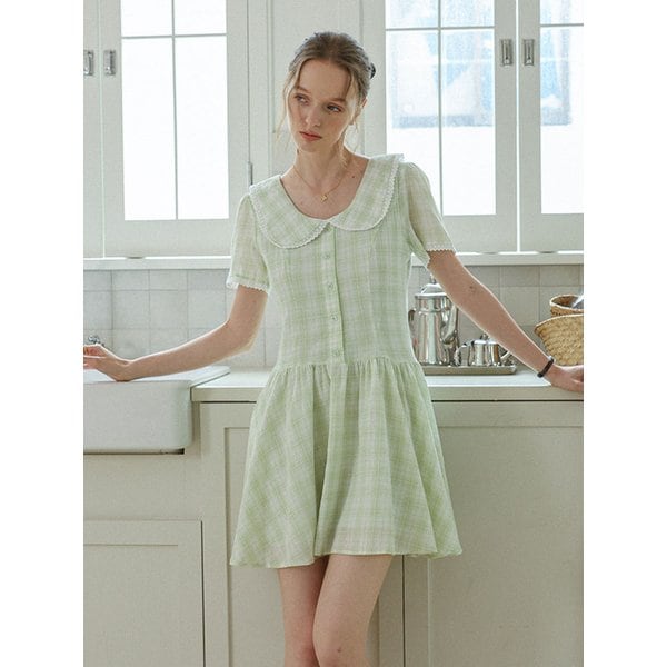 DD_Lovely check flare dress_MINT