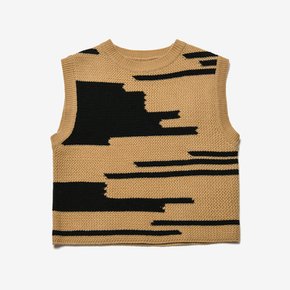 [21FW] COLOR MIXED KNIT VEST WOMAN - BEIGE