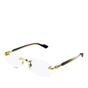 [해외배송] 구찌 골드 브라운 투명 프레임 안경테 GG1221O 002 GOLD BROWN TRANSPAREN 56