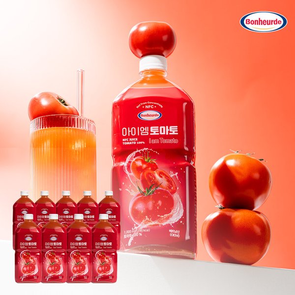 [100 NFC 착즙] 보넬드 아이엠 토마토 주스 즙 1L 9개