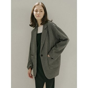 아방 Small Check Overfit Jacket - Black