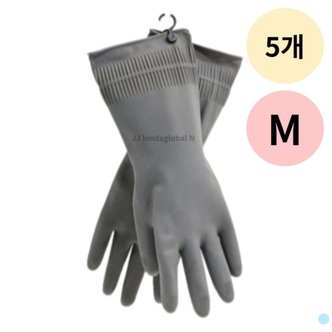  프로그 고무 장갑 위생 주방 고리형 그레이 M 5개