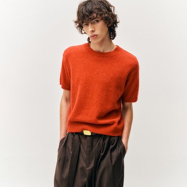 노이어 25SS 헤어리 크롭 하프 니트 3color  N25SKN06