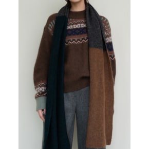 SUPER KID MOHAIR THREE-TONE MUFFLER (DGreen)