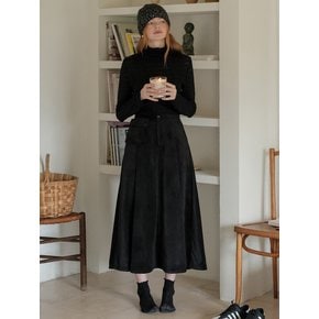 Cest_Pocket corduroy a-line skirt_BLACK