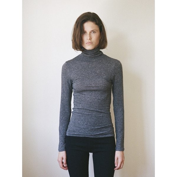 soft turtleneck top - grey
