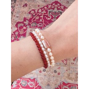 스몰 자마노 원석 브레이슬릿 Small carnelian gemstone bracelet