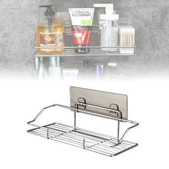 제이큐 욕실 화장실 세면대 벽부착식 수납 정리 스텐선반
