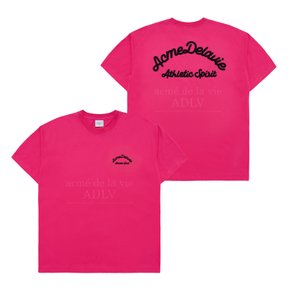 SCRIPT EMBOSSING CHAIN NEEDLEWORK SHORT SLEEVE T-SHIRT PINK 스크립니들워크 SSLSEC-PNK