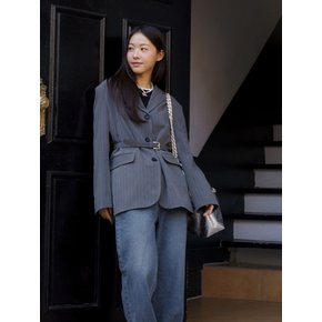 BELTED SINGLE JACKET_STRIPE