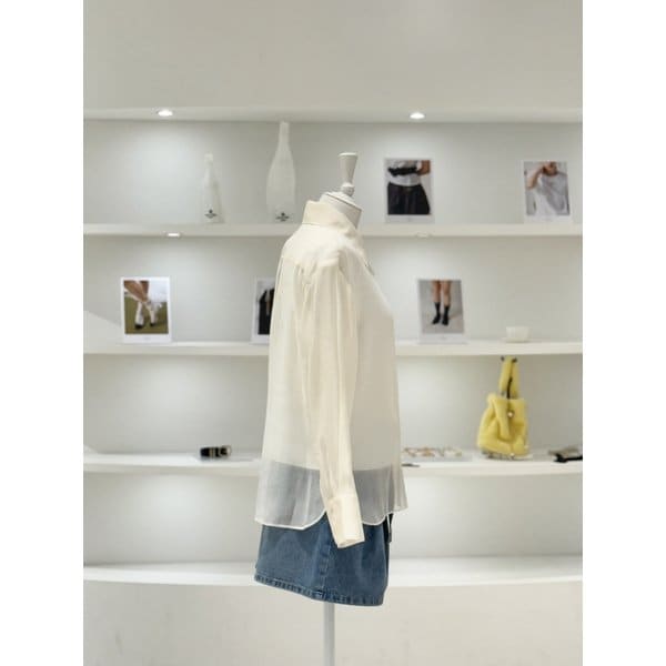 [여주점] 여성 시스루 포켓포인트 셔츠 블라우스 (L262PSC056)