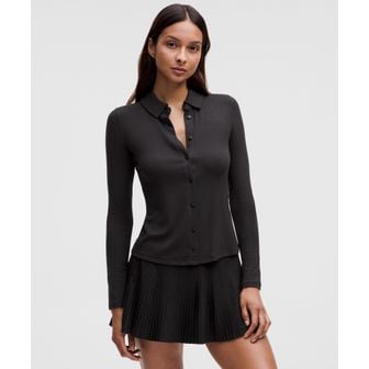 룰루레몬 홀드 타이트 칼라드 롱슬리브 버튼업 셔츠 - BLK