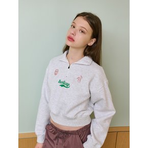 HOLIDAY CROP HALF ZIPUP SWEATSHIRT [MELNAGE]