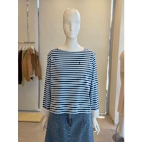 [여주점] [더 아이잗] 여성 코튼 스트라이프 보트넥 티셔츠(IS3M0TS771)