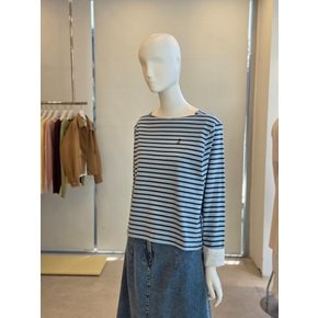 [여주점] [더 아이잗] 여성 코튼 스트라이프 보트넥 티셔츠(IS3M0TS771)