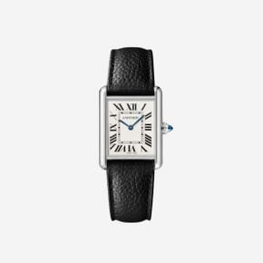 까르띠에 탱크 머스트 워치 라지 쿼츠 스틸 카프스킨 블랙 Cartier Tank Must Watch Large Quart