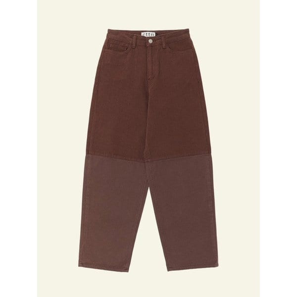 [리퍼브] Cotton block denim pants, Chocolate Brown