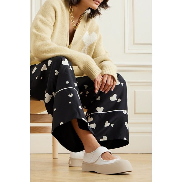 파블로 가죽 메리 제인 플랫폼 스니커즈 화이트