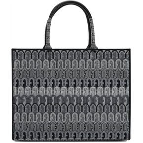 3954845 Furla Womens Opportunity Jacquard Logo Tote Toni Grigio Bag In Black 65835156