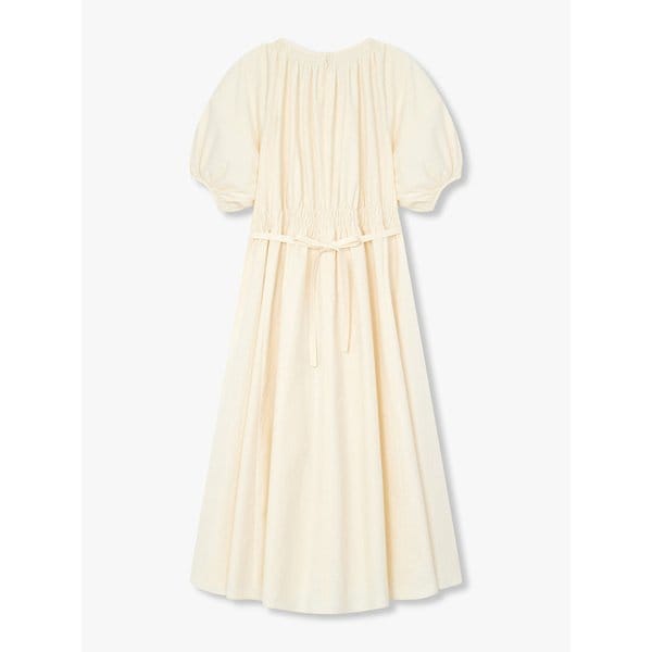 볼륨 슬리브 벨티드 원피스_크림 7255237114