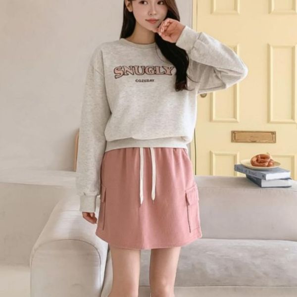 확대된 대표 여자 데일리 캐주얼 트레이닝 츄리닝 미니 치마 스커트