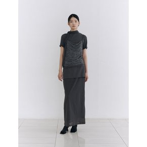 SHEER OVERLAY MAXI SKIRT [CHARCOAL]