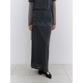 SHEER OVERLAY MAXI SKIRT [CHARCOAL]