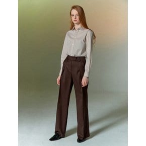 [TA212PT02P] wide tuck pants-brown