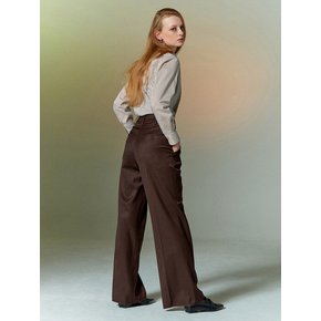 [TA212PT02P] wide tuck pants-brown