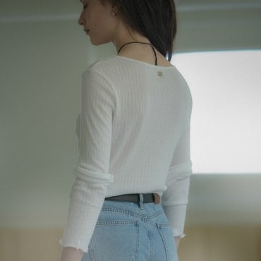 노운베러 Ruffle modal blend T-shirt_White