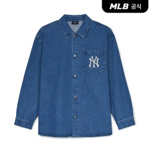 MLB [코리아공식] 베이직 쿠퍼스 레이저 커팅 데님셔츠 NY (Indigo)