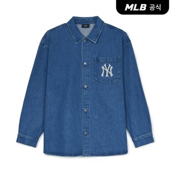 MLB [엠엘비코리아공식] 베이직 쿠퍼스 레이저 커팅 데님셔츠 NY (Indigo)