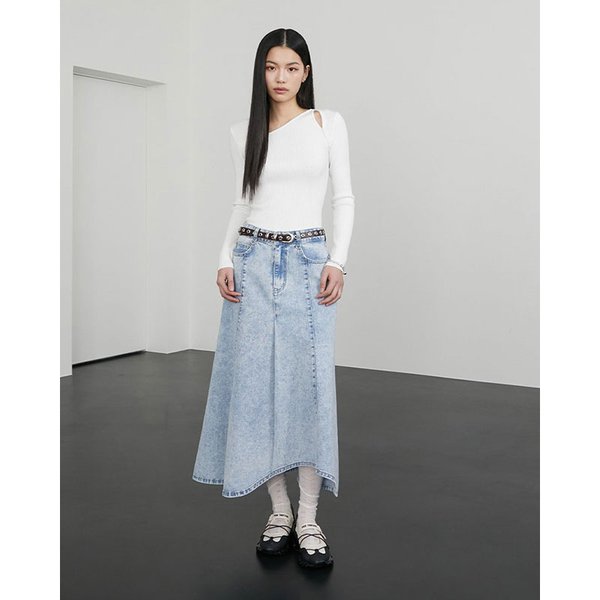 [시흥점] 여성 언발 넥라인 포인트 슬림핏 골지 폴오버 (ER1KL260)