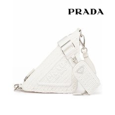 PRADA 프라다 트라이앵글 라피아 화이트 숄더 백