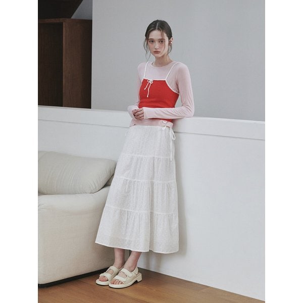 cancan flared ribbon skirt ivory