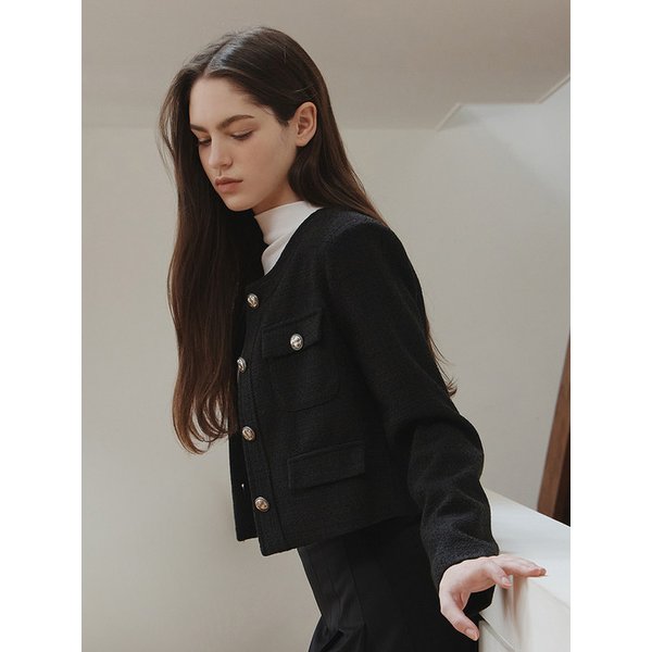 26SS 러버 포켓 트위드 자켓, 블랙(3color)