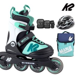 K2스케이트 K2 인라인 스케이트 모토 주니어 민트 아동인라인스케이트+가방+보호대+헬멧 신발건조기 휠커버