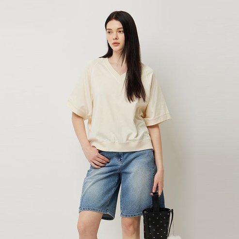 시슬리 후치 JERSEY 브이넥 쭈리 티셔츠SATS83531