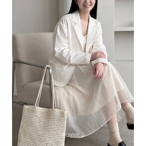 여성스러운 베이지 오버사이즈 자켓 루즈핏 봄 가을 아우터 세련된 포멀 자켓 2color