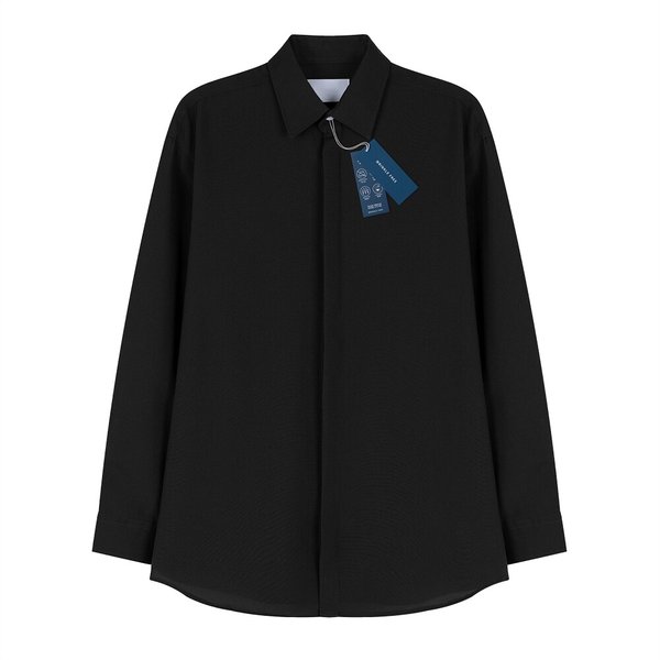 남자 링클프리 히든 플라켓 긴팔 셔츠 ET5-SHA-Q009-블랙